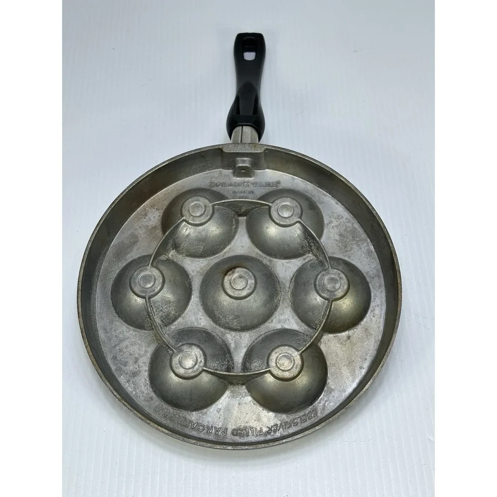 2 NORDIC WARE Ebelskiver Filled Pancake Pan 7 Cavities Spherical